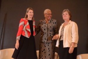 FinDev Canada Director, Stephanie Emond, H.E. Graca Machel and Canadian High Commissioner, Lisa Stadelbauer at the launch of Inves2Impact a business competition. That provides access to funding to help develop women-led initiatives in East Africa.