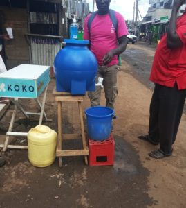 A hand washing station in Ayany-Kibera